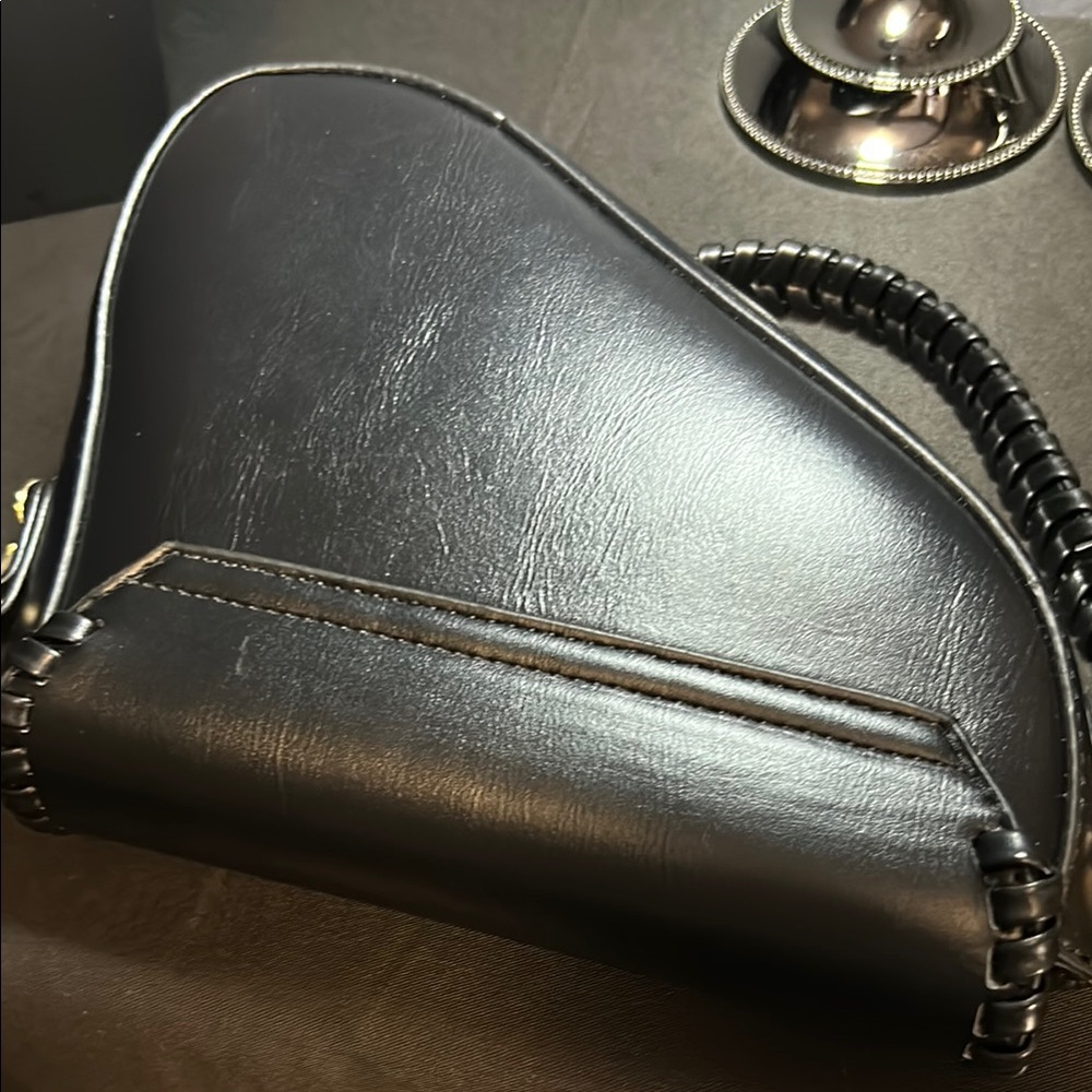 FOR STACY B Elegant Black Leather Women's Bag Saddle bag - Picture 11 of 11